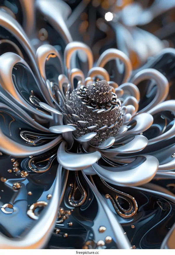 Silver 3D Flower Blossoms:  Metal Floral Design