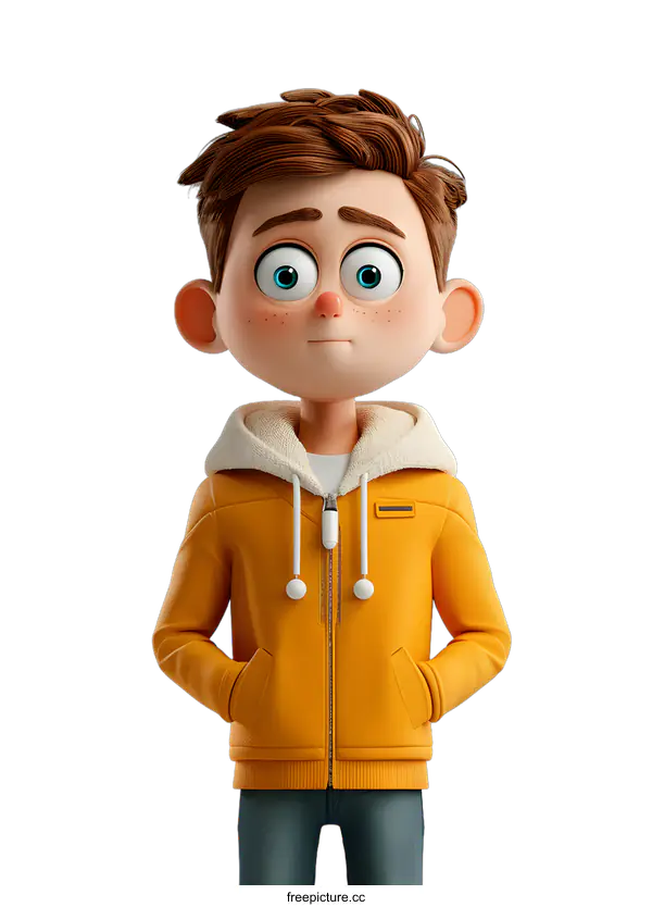 [Transparent Background PNG]A cartoon boy in a yellow jacket