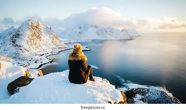 Winter Wonderland Scenic View with a Woman