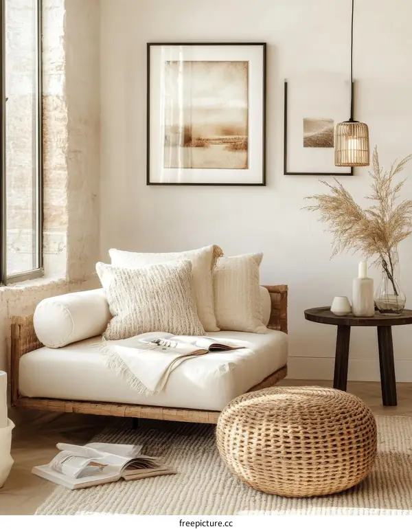 Modern Minimalist Beige Living Room