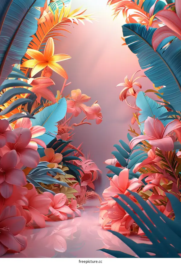 Tropical Floral Illustration Background