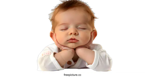 [Transparent Background PNG]A sleeping baby girl with her hands on her face