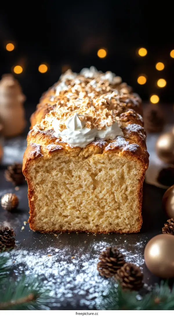 Christmas Festive Bread Loaf with Whipped Cream