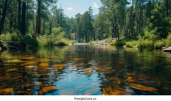 clear water in a forest river