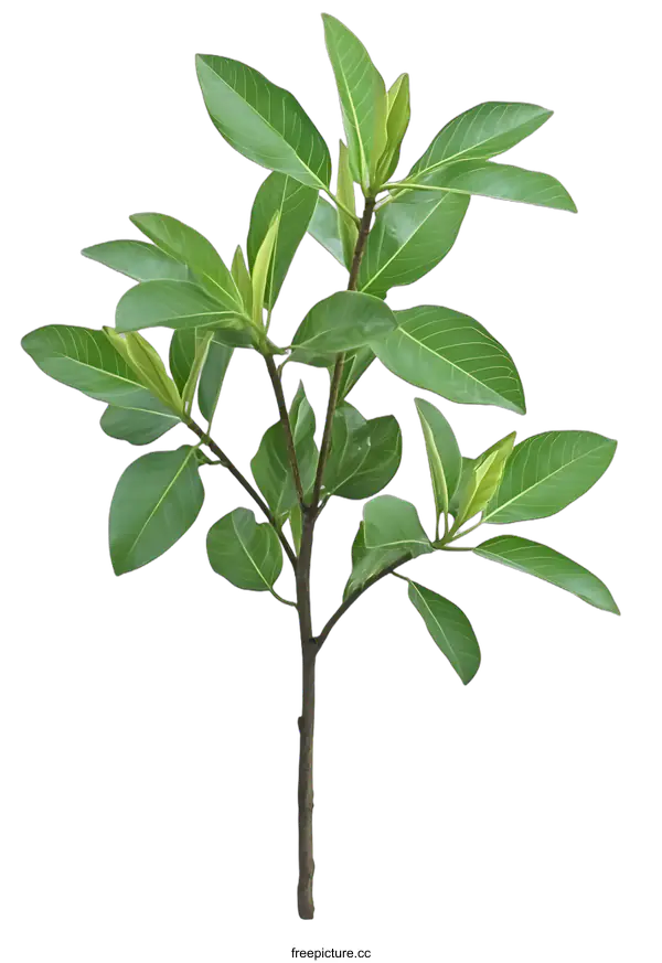 [Transparent Background PNG]Green Leaves Branch Isolated On White Background
