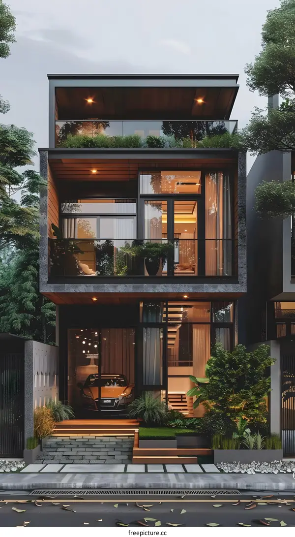 Modern Minimalist Home Design with Wooden Facade