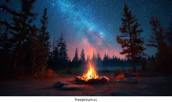 Starry Night Campfire in the Forest