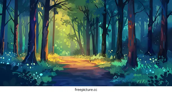 Forest Path with Sunlight