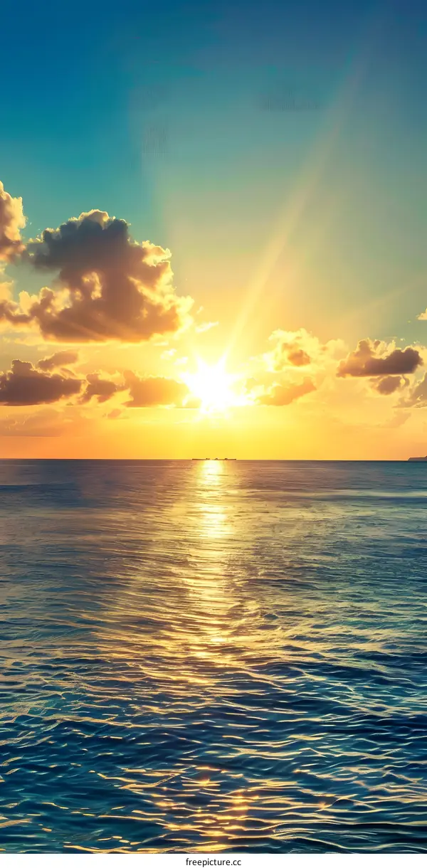 Golden Sunset Over the Ocean