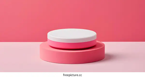Pink and White Jar on Pink Background