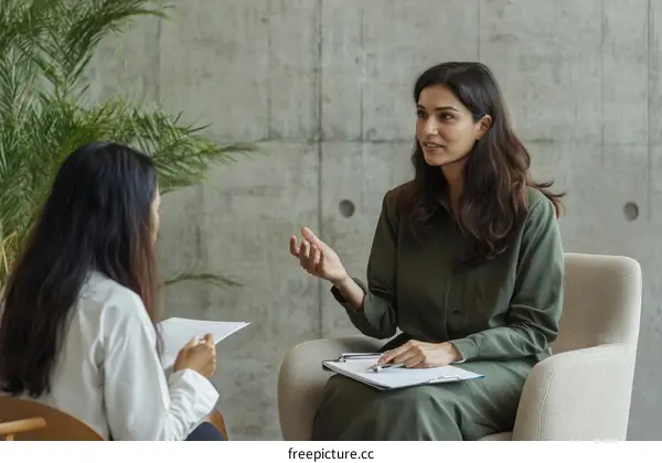 Two Diverse Individuals Engaging in Conversation