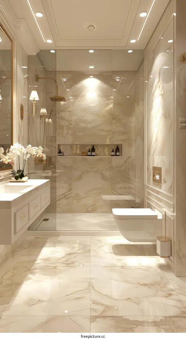 Luxury Cream Marble Bathroom Interior Design