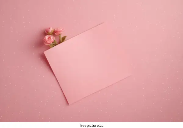 Pink Paper Envelope with Flowers
