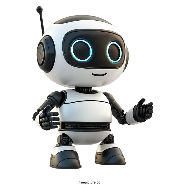 [Transparent Background PNG]Cute Robot Illustration with Friendly Expression