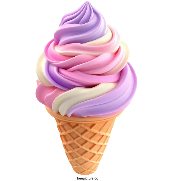 [Transparent Background PNG]Colorful Swirl Ice Cream Cone