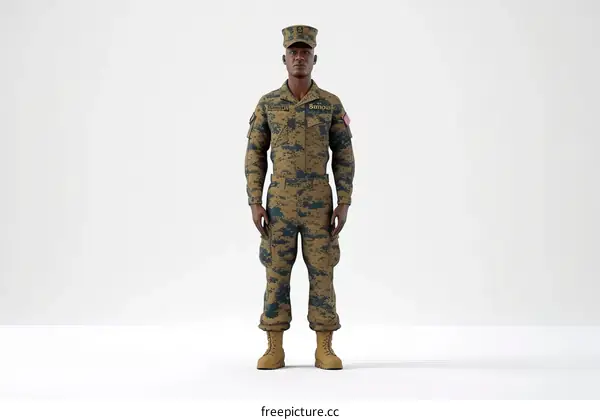 Black male soldier in military uniform
