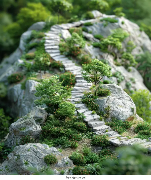 Stone Path through Rocky Terrain