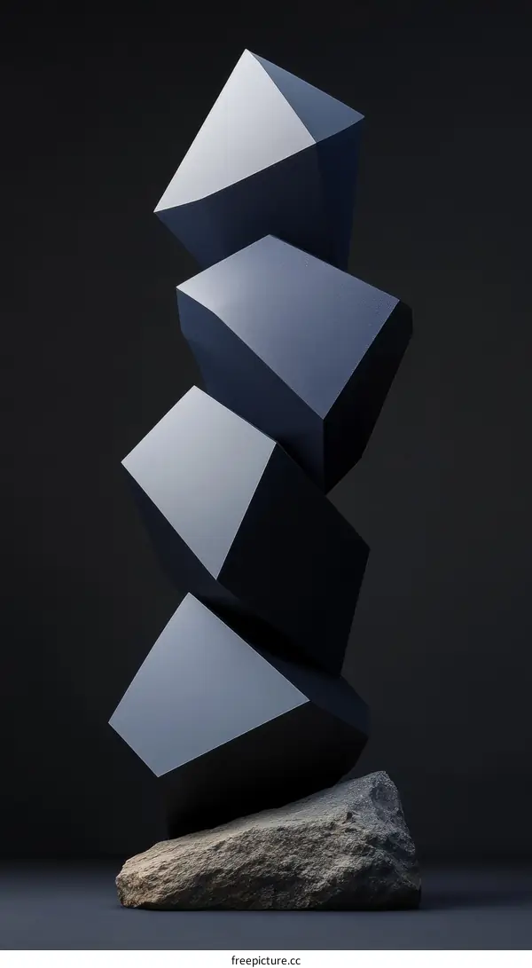 Geometric Abstract Shapes on Stone Base