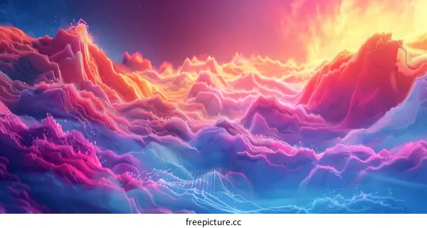 Abstract Vibrant Landscape with a Glowing Horizon