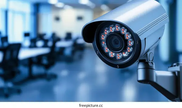 Modern Security Camera in Office Environment