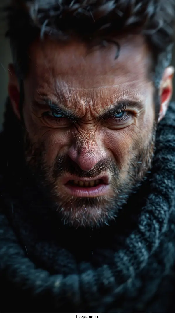 Close-up Angry Man Portrait