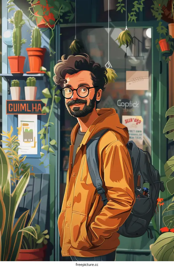 Man with Glasses and Beard in a Doorway