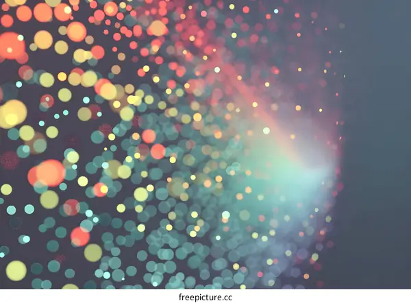 Abstract Blurred Bokeh Background with Lights in Blue Yellow and Red Colors
