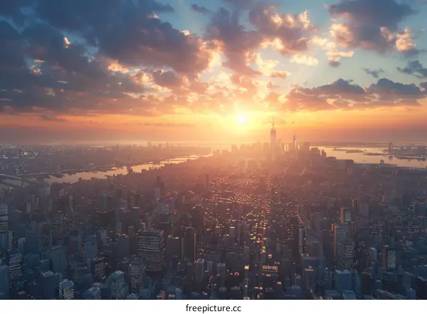 New York City Skyline at Sunrise