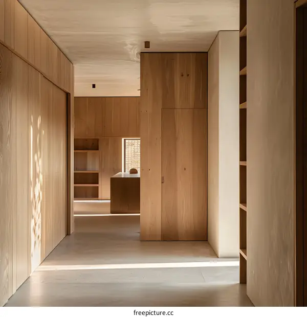 Minimalist Modern House Interior Design with Wooden Walls and Floor