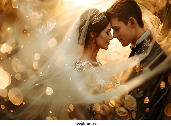 The bride and groom at their wedding