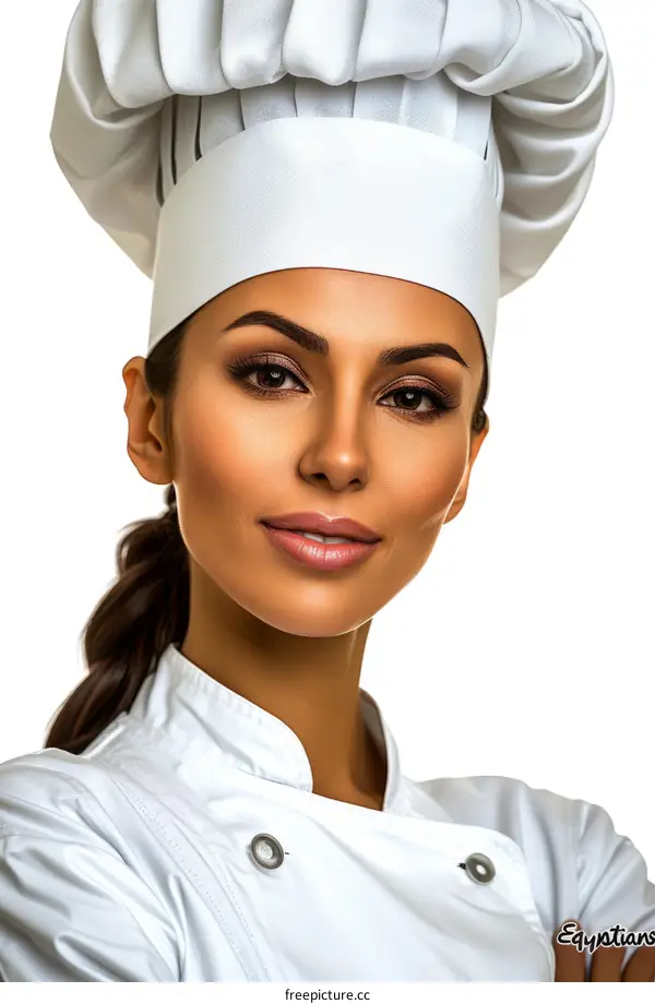 Portrait of a Young Female Chef in a White Toque