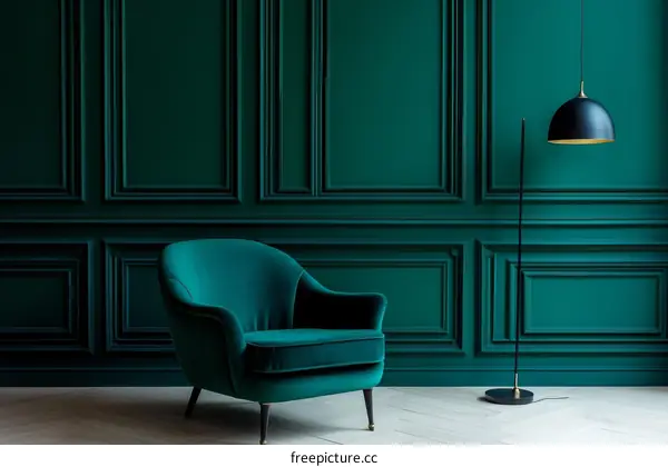 Emerald Green Room with Modern Velvet Chair