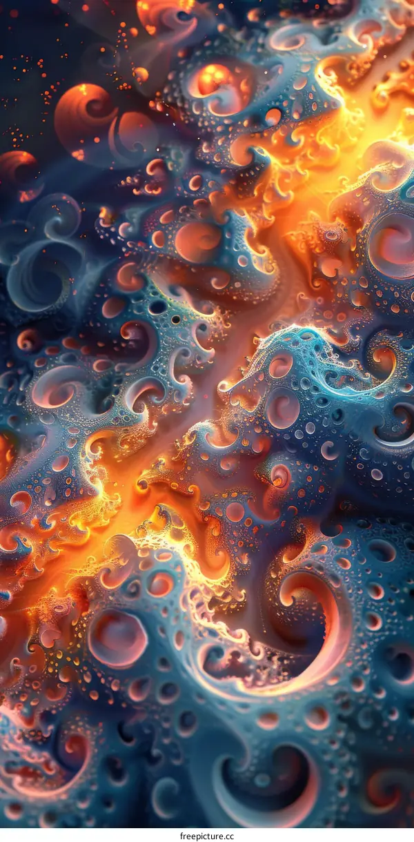 Abstract Art with Vibrant Blue, Orange, and Yellow Colors