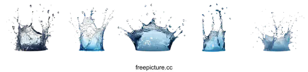[Transparent Background PNG]Water Splash Collection with Different Angles