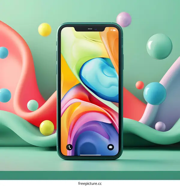 Abstract Phone Wallpaper With Colorful Liquid Shapes