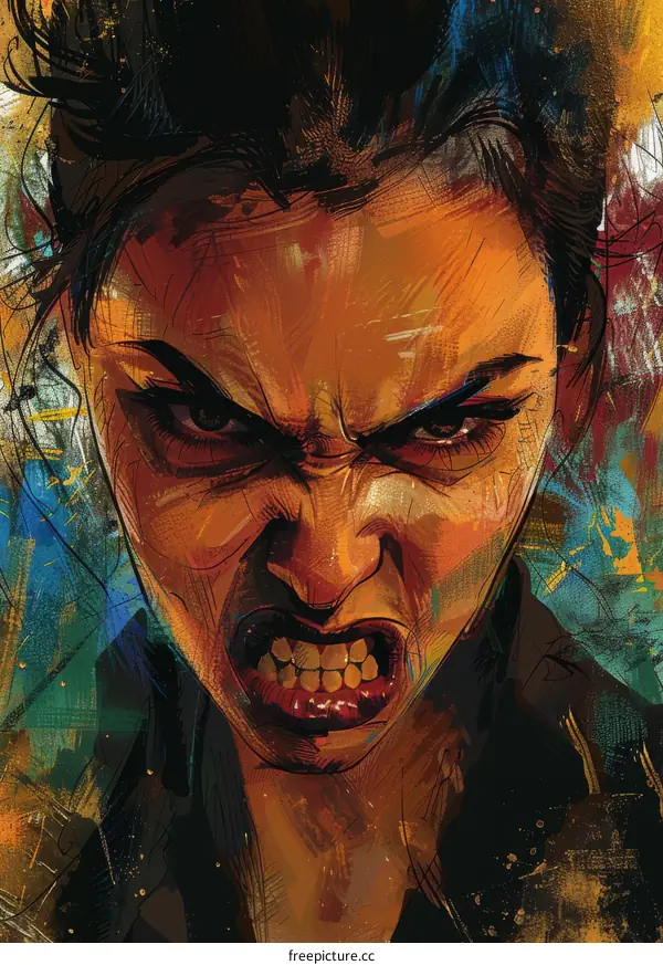 Close-up portrait of an angry woman