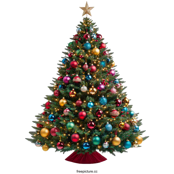 [Transparent Background PNG]Colorful Christmas Tree with Ornate Ornaments