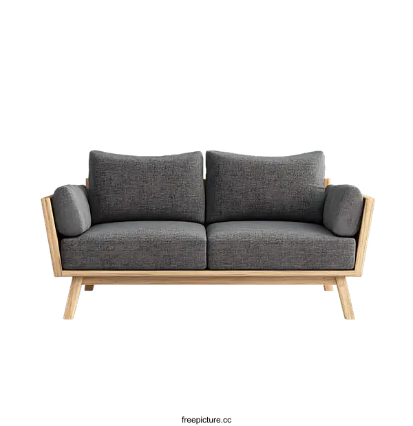 [Transparent Background PNG]Modern Wooden Sofa Design Illustration