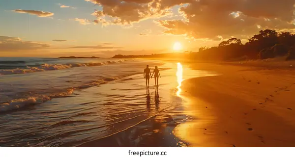 Romantic Sunset Stroll on the Beach