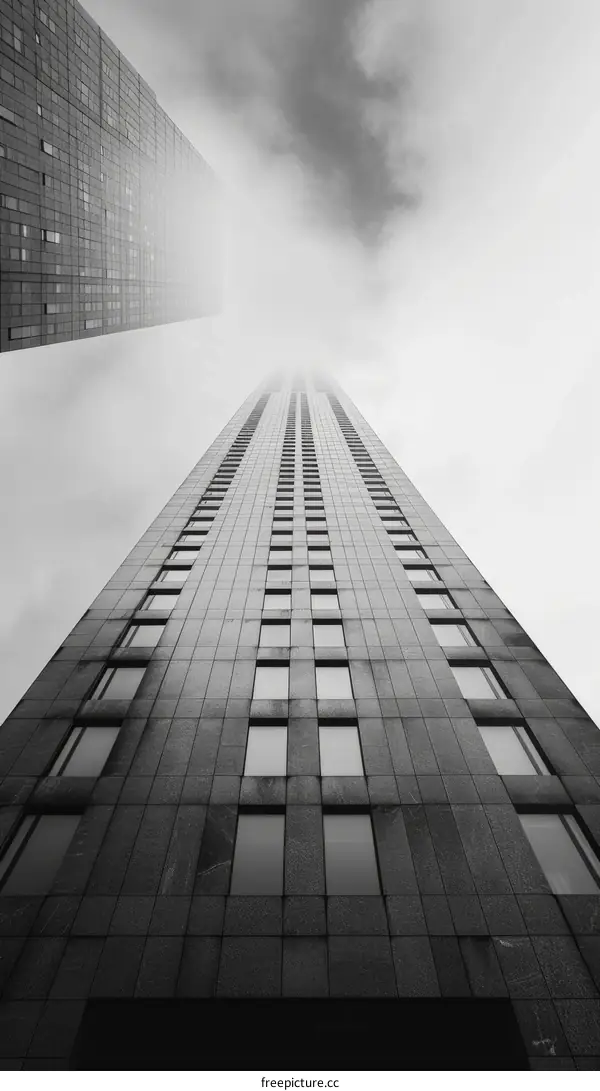 Black and White Skyscraper Reaching for the Sky