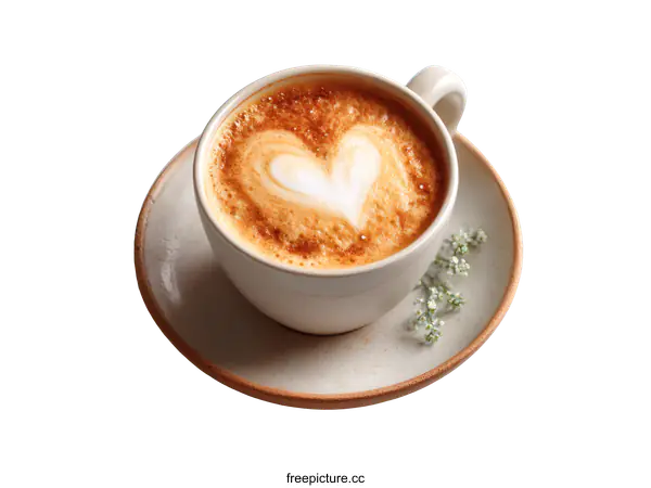 [Transparent Background PNG]Latte Art Coffee Cup on Plate