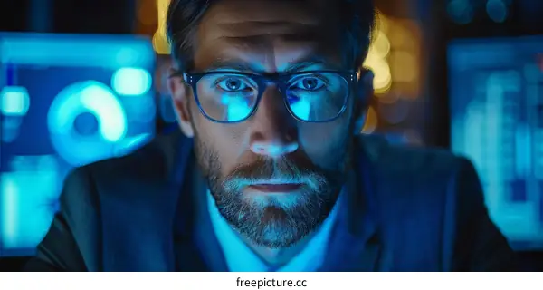 A Man In Glasses Looks At The Camera With Determination In His Eyes