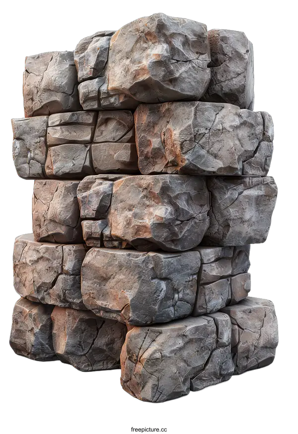 [Transparent Background PNG]A stack of rough-cut stones