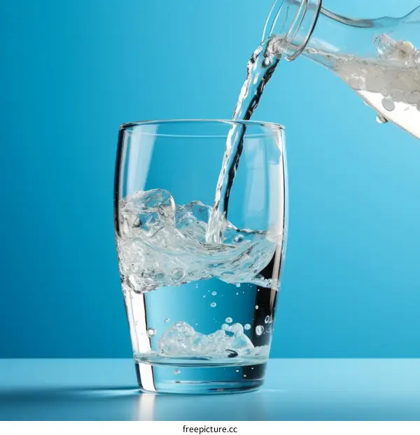 clear glass being filled with water from a pitcher