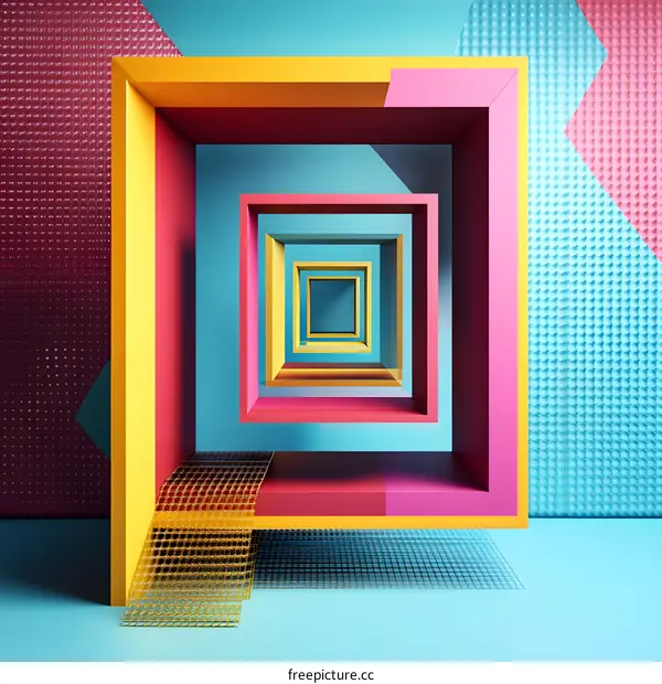 Abstract Background with Colorful Squares and Geometric Shapes