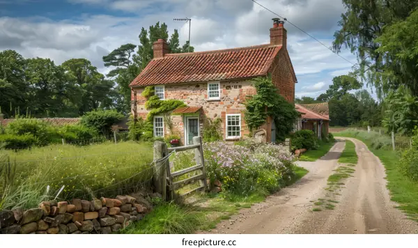 A traditional English country cottage in the countryside