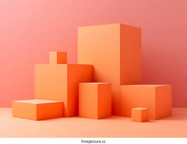 Orange podiums on an orange background