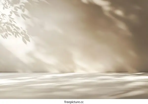 Abstract Minimalist Studio Background with Leaf Shadows