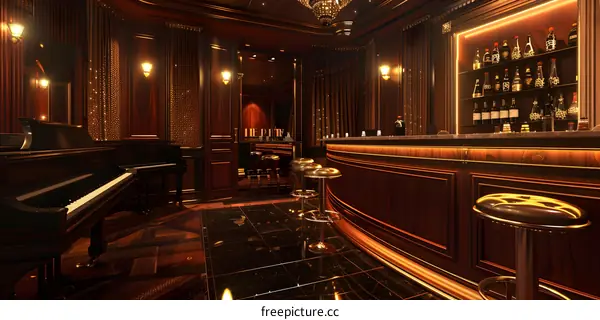 Luxury Bar Interior Design With Piano