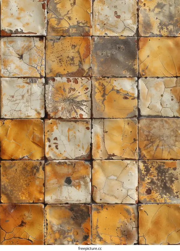 Cracked Weathered Ceramic Tiles